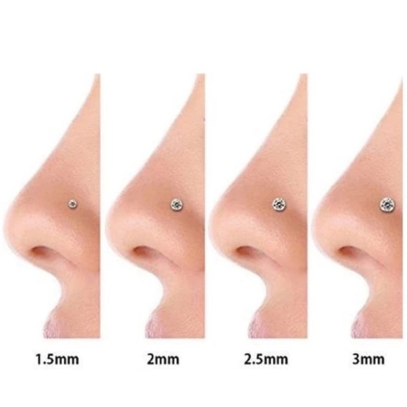 Tiny Pink CZ L Shaped Nose Ring - Picture 4 of 5